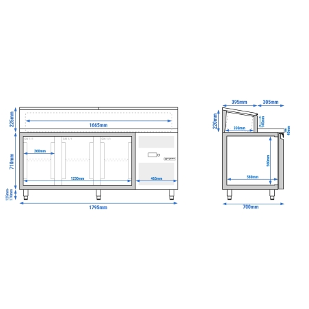 Холодильний стіл саладетта з вітриною для контейнерів 8x 1/3 GN / 3 двері / 417 л GGM Gastro - 17