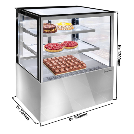 Холодильна вітрина кондитерська 0,9 m - 2 полиці - з прямим склом (LED) GGM Gastro - 1