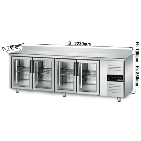 Холодильный стол для напитков PREMIUM - 2,2 x 0,7 m (4 стекл.дверцы / мощность: 398 Вт) GGM Gastro - 1
