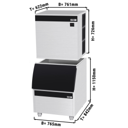 Льодогенератор з контейнером - кубик - 450 kg/ 24 h GGM Gastro