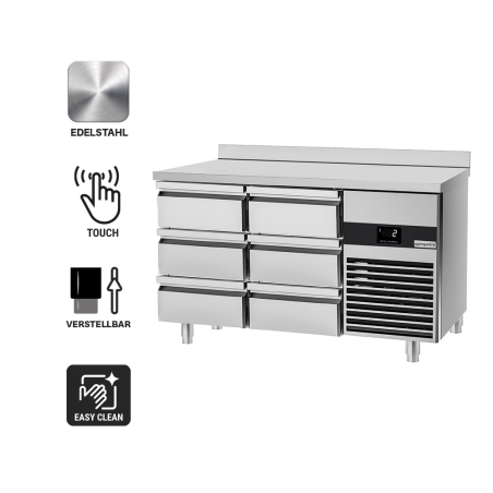 Холодильный стол PREMIUM - 1.4 x 0.7 m (6 выдвижн.секций) GGM Gastro - 3