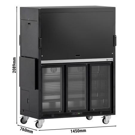 МОБИЛЬНАЯ КОКТЕЙЛЬНАЯ СТАНЦИЯ — С БАРНЫМ ХОЛОДИЛЬНИКОМ, РАБОЧЕЙ ПОВЕРХНОСТЬЮ, СТЕКЛЯННОЙ ВИТРИНОЙ И СВЕТОДИОДНЫМ ОСВЕЩЕНИЕМ GGM Gastro - 2