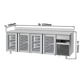 Холодильний стіл PREMIUM - 2,3 x 0,7 m - з 4 скляних дверей GGM Gastro