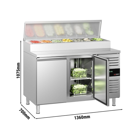 Холодильний стіл саладетта 1,36 m x 0,7 m / для контейнерів 7x 1/3 GN / 2 двері / 282 л GGM Gastro - 2