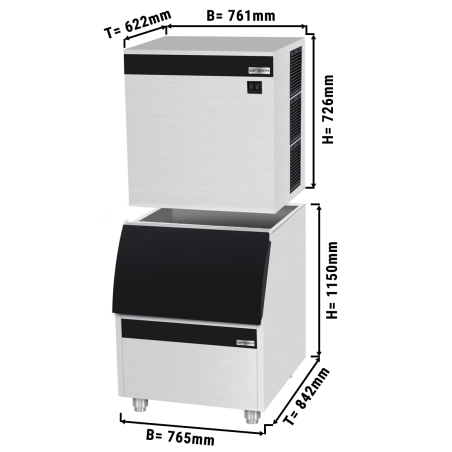 Льодогенератор з контейнером - кубик - 450 kg/ 24 h GGM Gastro - 1