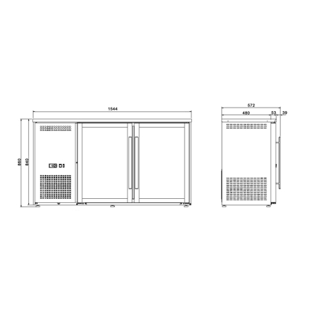 Холодильник барний для напоїв 300 літрів - з 2 скляними дверима GGM Gastro - 4