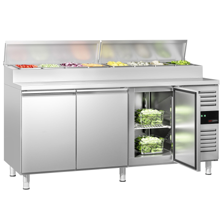 Холодильний стіл саладетта PREMIUM з вітриною для контейнерів 10x 1/3 GN / 3 двері / 580 л GGM Gastro - 1
