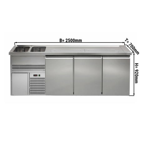 Пивной прилавок 2,5 x 0,7 м - с 3 дверцами GGM Gastro - 1