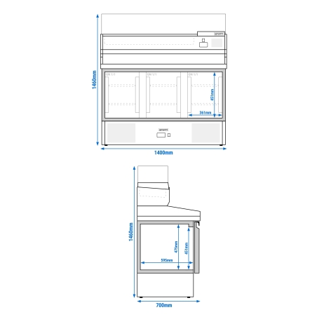 Холодильний стіл для піци з вітриною PREMIUM - 1,4 x 0,7 м / 3 двері / 368 л GGM Gastro - 15
