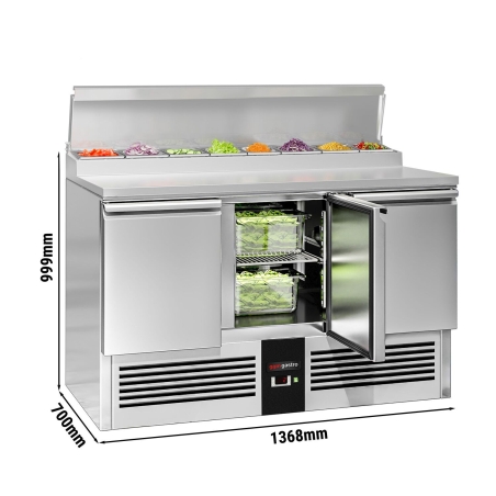 Холодильный стол саладетта PREMIUM - 1,37 x 0,7 m / 3 двери / объем: 392 л GGM Gastro - 2