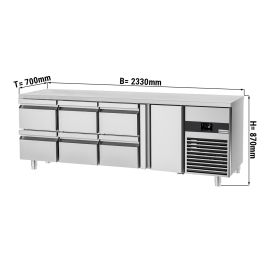 Холодильний стіл PREMIUM - 2,3 x 0,7 m - 1 двері та 6 шухляди 1/2 GGM Gastro