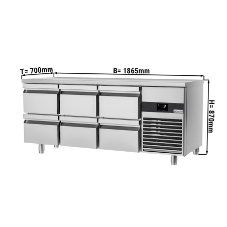 Холодильний стіл PREMIUM - 1,86 x 0,7 m - з 6 шухляди 1/2 GGM Gastro - 1