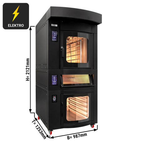 Ротаційна Конвекційна піч для випічки - чорний - сенсорне управління - 5x EN 60x40 - inkl. Піч для піци та Розстійна шафа GGM Gastro - 1