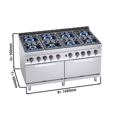 Газовая плита с двойной газовой духовкой (8 конфорок / 69+15,6 кВт) GGM Gastro - 1