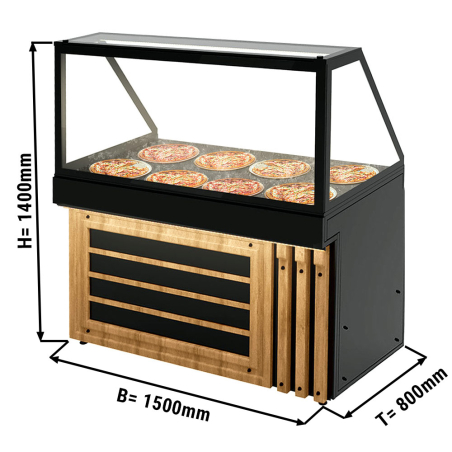 Вітрина теплова - 1,3 x 0,8 m GGM Gastro - 1