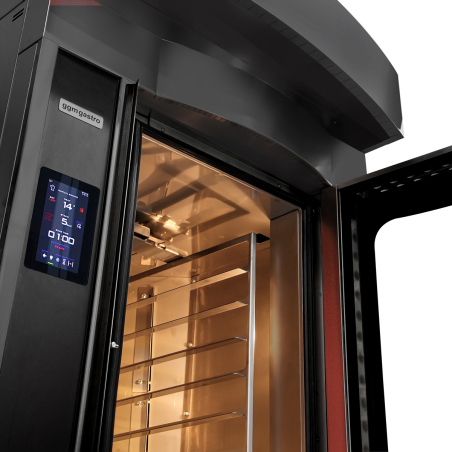 Ротаційна газова конвекційна піч для випічки - чорний - сенсорне управління - 10x EN 60x40 - з ростійною шафою GGM Gastro - 4