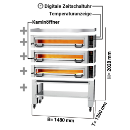 Печь для пиццы, 9+9+9 х 34 см, 3 камеры