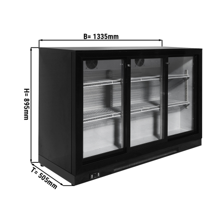 Барний холодильник - 320 л - 3 прозорі розсувні дверки GGM Gastro - 1