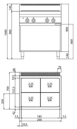 Жарочная плита (9 кВт) GGM Gastro - 4
