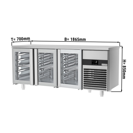 Холодильний стіл PREMIUM - 1,86 x 0,7 m - 3 скляних дверей GGM Gastro - 1
