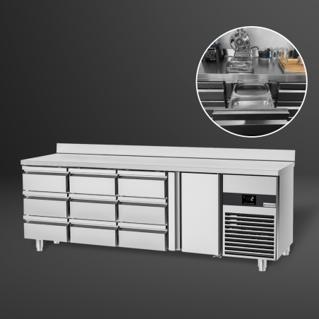 Холодильний стіл PREMIUM - 2,3 x 0,7 m - 1 двері та 9 шухляди 1/3 GGM Gastro - 7