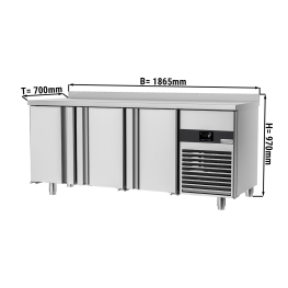 Холодильний стіл PREMIUM - 1,86 x 0,7 m - 3 скляних дверей GGM Gastro