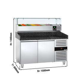 Холодильний стіл для піци PREMIUM - 1,5 x 0,8 m - 2 скляних дверей GGM Gastro