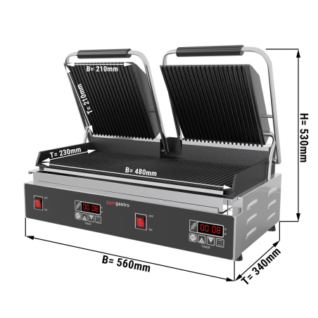 Контактный гриль (верхняя, нижняя поверхность рифленая) GGM Gastro - 1