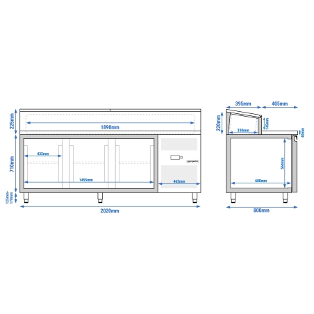 Холодильний стіл саладетта PREMIUM з вітриною для контейнерів 10x 1/3 GN / 3 двері / 580 л GGM Gastro - 16