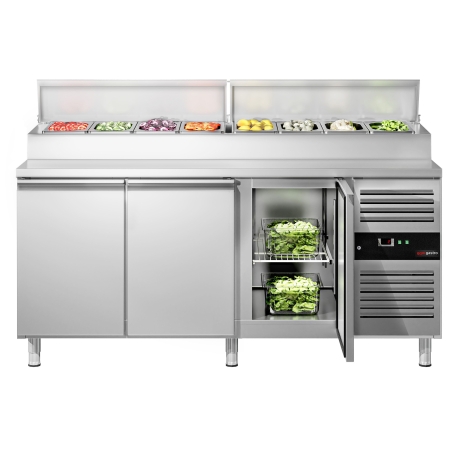 Холодильний стіл саладетта PREMIUM з вітриною для контейнерів 10x 1/3 GN / 3 двері / 580 л GGM Gastro - 4