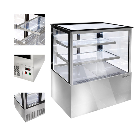 Холодильна вітрина кондитерська 0,9 m - 2 полиці - з прямим склом (LED) GGM Gastro - 6