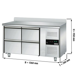 Холодильний стіл ECO - 1,36 x 0,7 m - з 4 шухляди 1/2 GGM Gastro