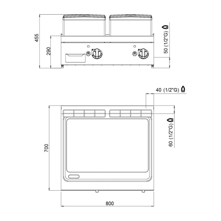 Поверхня жарова газова - гладка (13,8 кВт) GGM Gastro - 3