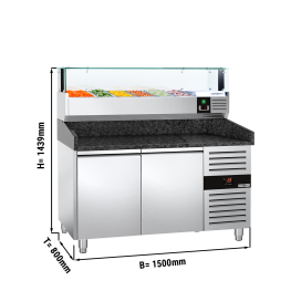 Холодильний стіл для піци PREMIUM - 1,5 x 0,8 m - 2 скляних дверей GGM Gastro