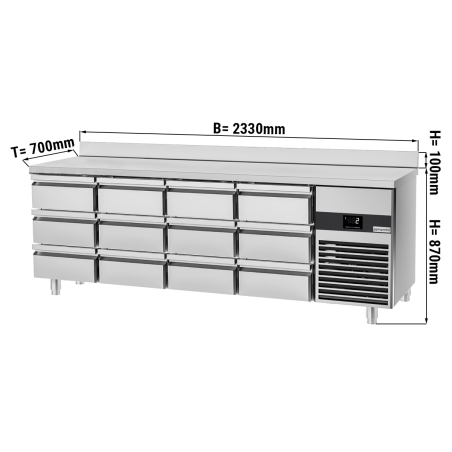 Холодильный стол PREMIUM - 2.3 x 0.7 m (12 выдвижн.секций) GGM Gastro - 1