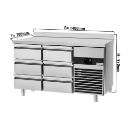 Холодильний стіл PREMIUM - 1,4 x 0,7 m - з 6 шухляди 1/3 GGM Gastro