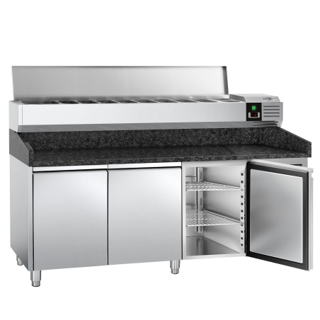Холодильний стіл для піци PREMIUM - 2,0 x 0,8 m - 3 скляних дверей GGM Gastro - 3