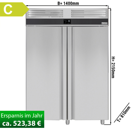 Морозильный шкаф - 0,7 x 0,81 m / объем: 1400 л / 2 двери из нержав.стали GGM Gastro - 1