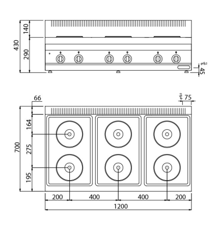 Плита электрическая ( 6 конфорки / мощность: 15,6 кВт) GGM Gastro - 4