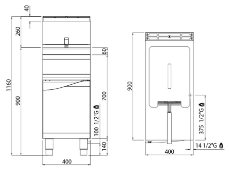 Фритюрниця газова 20 л (17,5 kW) GGM Gastro - 4