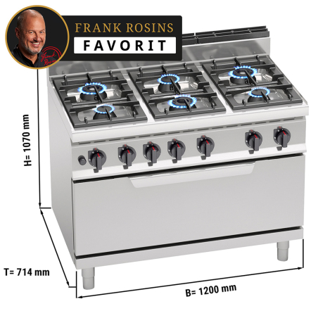 Плита газовая со статической газовой духовкой (конфорки: 6 / мощность: 42 Квт+12 кВт) GGM Gastro - 1