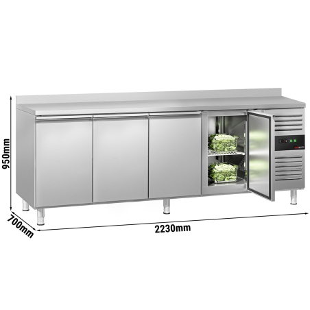 Холодильный стол с бортом ЕСО - 2,2 x 0,7 m / 4 двери GGM Gastro - 2