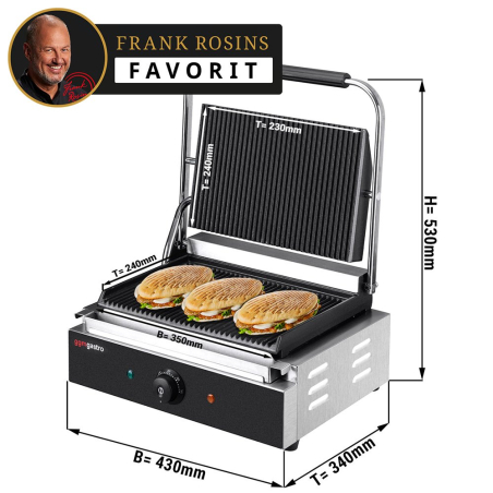 Контактный гриль 0,43 м (верхняя, нижняя поверхн. рифленая) GGM Gastro - 1