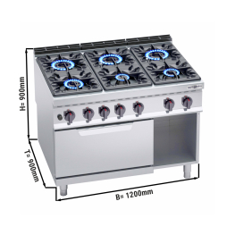 Плита газовая с газовой духовкой (6 конфорки / мощность: 52,5+7,8 кВт) GGM Gastro