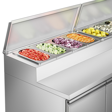 Холодильний стіл саладетта PREMIUM з вітриною для контейнерів 10x 1/3 GN / 3 двері / 580 л GGM Gastro - 15