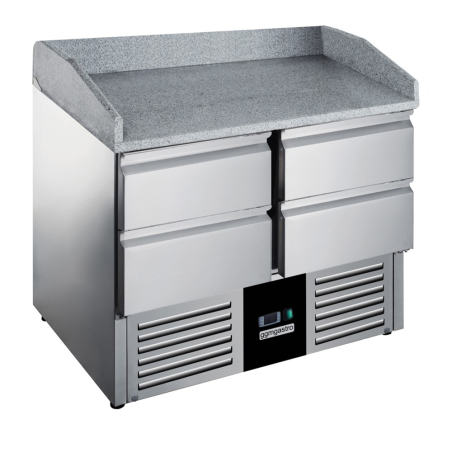 Холодильний стіл для піци - 0,9 x 0,7 m - з 4 шухляди та Granitplatte GGM Gastro - 2