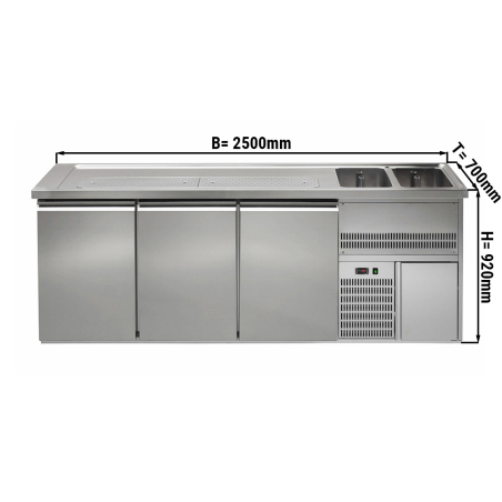 Холодильний стіл для пива 2,5 x 0,7 м - 3 дверцят GGM Gastro - 1