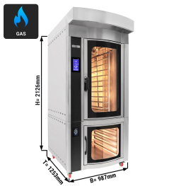 Ротаційна газова онвекційна піч для випічки - срібло - сенсорне управління - 10x EN 60x40 - з ростійною шафоюк GGM Gastro