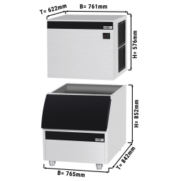 Льодогенератор з контейнером - кубик - 230 kg/ 24 h GGM Gastro