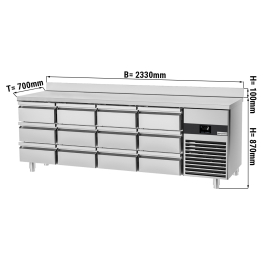 Холодильний стіл PREMIUM - 2,3 x 0,7 m - з 12 шухляди 1/3 GGM Gastro